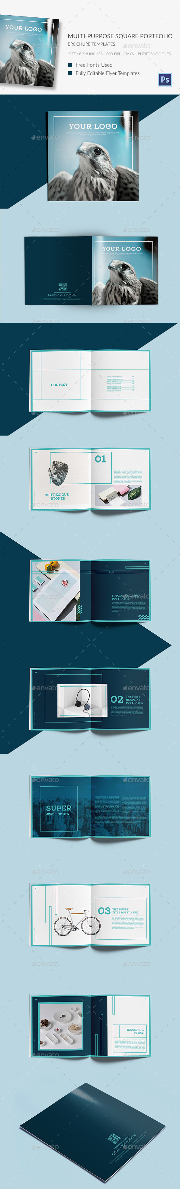 Multi-Purpose Square Portfolio Brochure Template - Portfolio Brochures