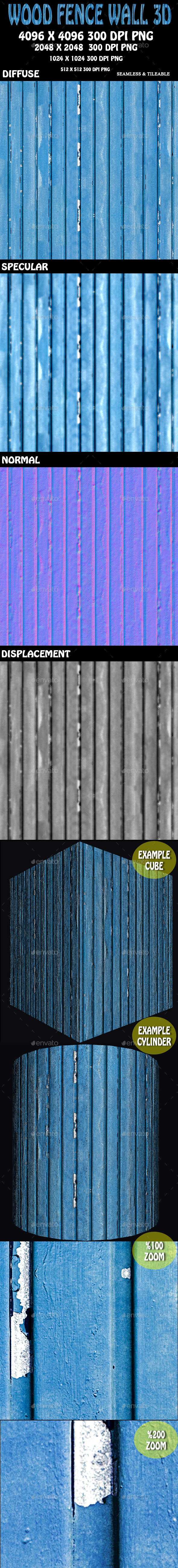 Wood Fence Wall - 3Docean 16919261