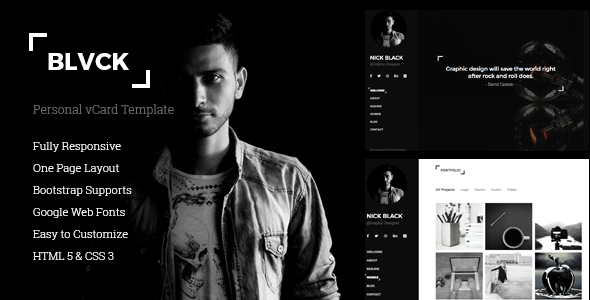 Wonderful Blvck - Personal vCard & Resume Template