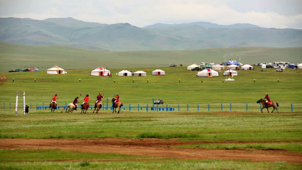 Men Playing Polo During Naadam Festival 2