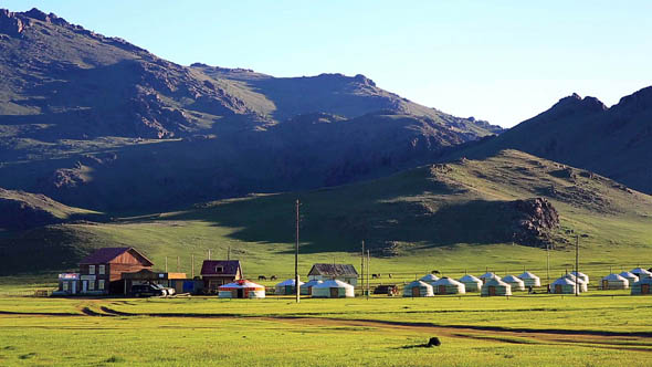 Mongolian Yurts and Wooden Houses