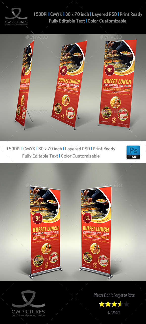 Restaurant  Rollup Signage Template Vol7