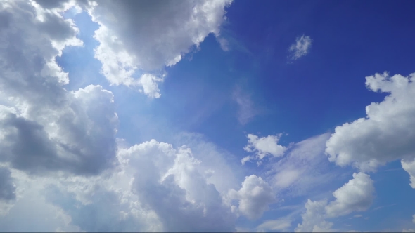 Blue Sky With Clouds Amd Sun Rays, Stock Footage | VideoHive
