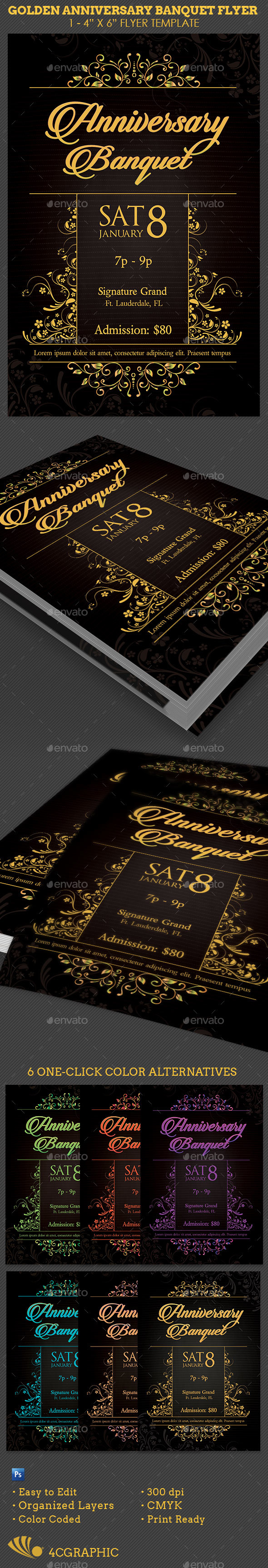 Golden Anniversary Banquet Flyer Template - Events Flyers