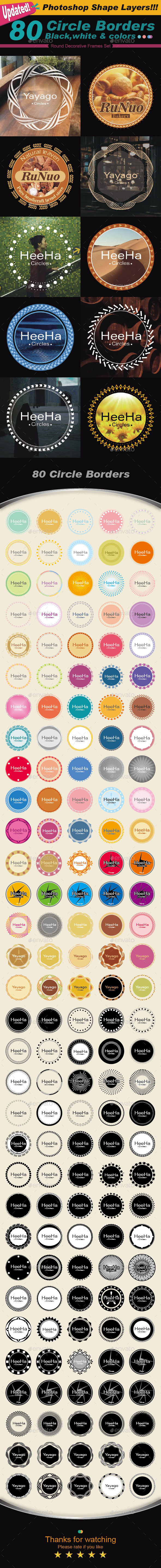 80 Round Borders Set with Circle Frames - Borders Decorative