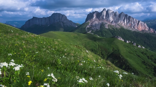 Mountains Of The Caucasus With Mount Acheshbok alt