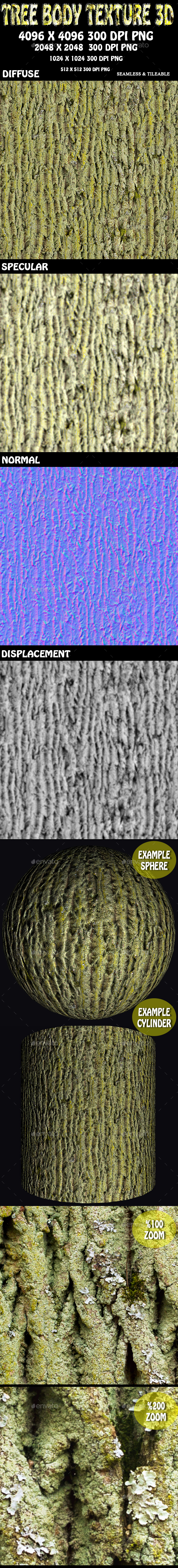 Tree Bark Texture 3D - 3DOcean Item for Sale