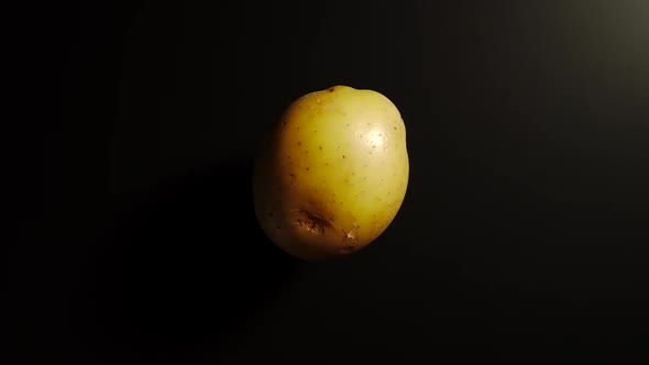 Potato Rotates On A Black Surface