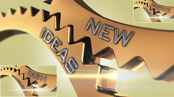 Golden Cogwheel Gears New Idea Concept (3-Pack)