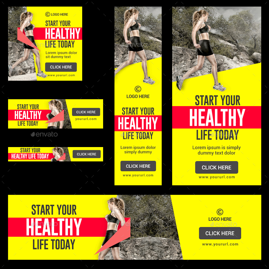 Health And Fitness Banners Bundle 10 Sets 180 Banners By Hyov Graphicriver