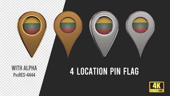 Lithuania Flag Location Pins Silver And Gold alt