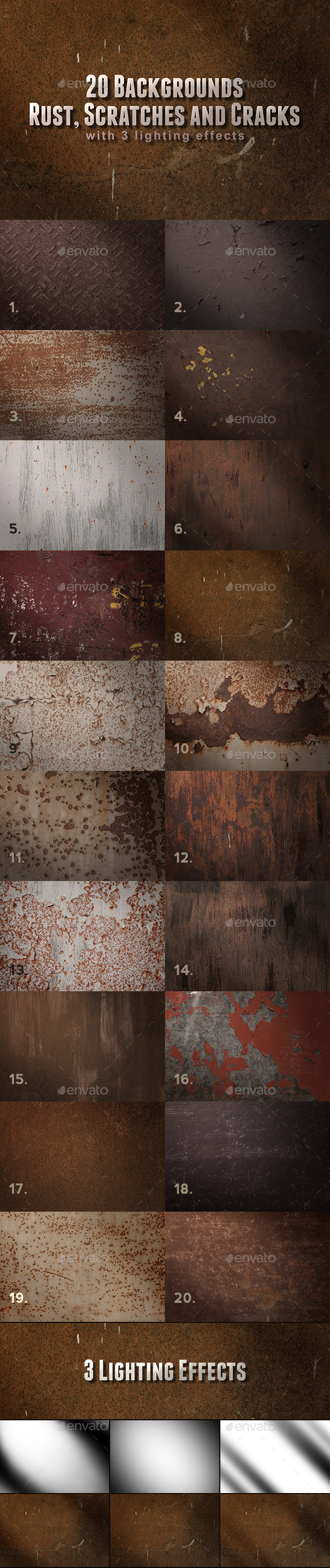 Metal Rust, Scratches and Cracks Backgrounds - Metal Textures