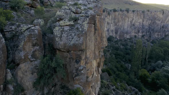 Ihlara Valley Canyon View From Air During Sunrise