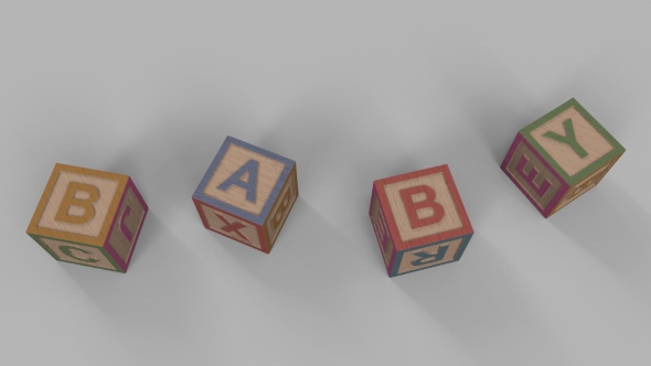 Falling Toy Bricks Make Up Different Words: Baby, Game, Kids, Play, Toys alt