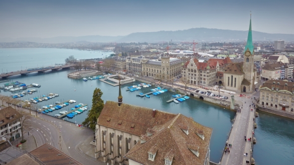  Of Zurich Skyline And The Limmat River