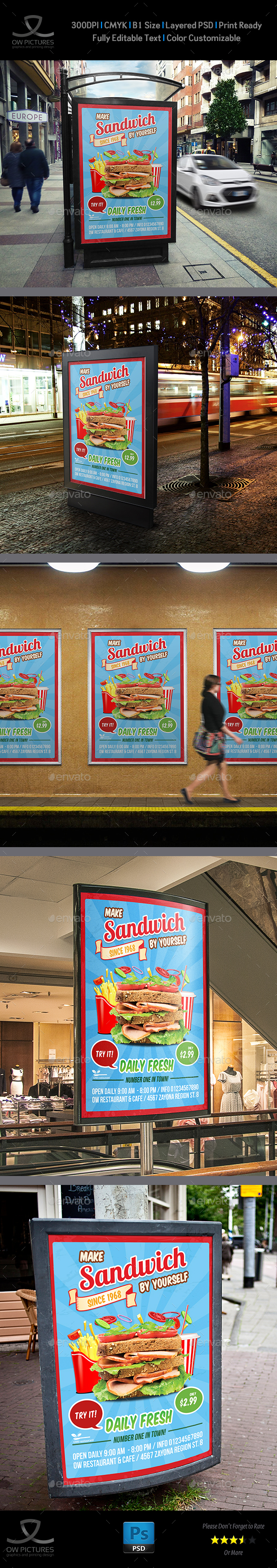 Sandwich Restaurant Poster Template