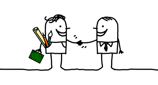 Cartoon characters on black line