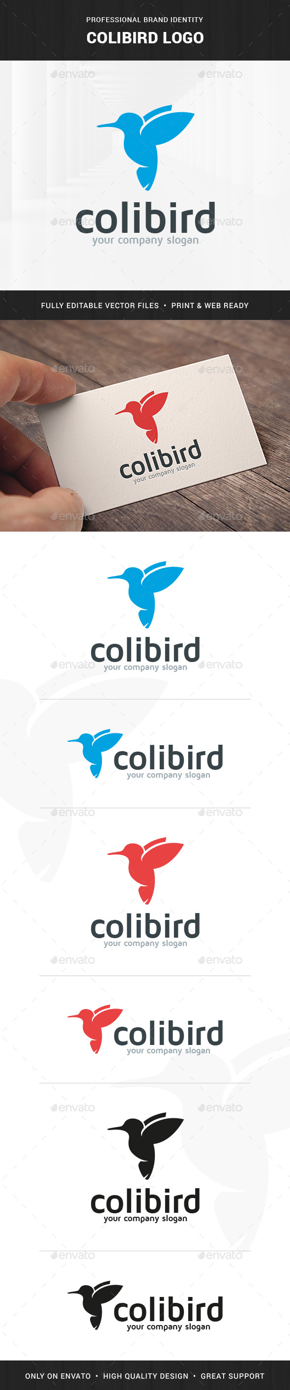 Colibri Bird Logo Template - Animals Logo Templates