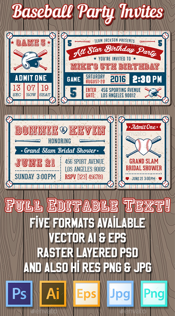 Baseball Party Invites - Sports/Activity Conceptual