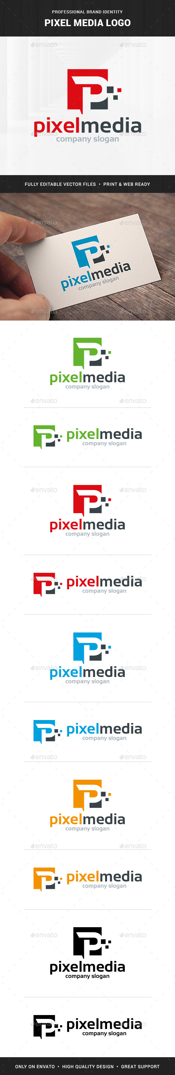 Pixel Media - Letter P Logo - Letters Logo Templates