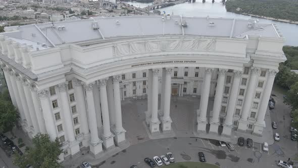 Kyiv. Ukraine: Ministry of Foreign Affairs of Ukraine. Aerial View. Flat, Gray alt