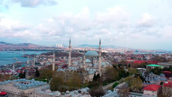 Istanbul City Suleymaniye Mosque Quarantine Aerial View 
