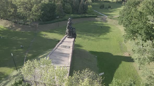 Kyiv, Ukraine: Babi Yar. Memorial Mass Murder of Jews. Aerial View, Flat,gray alt