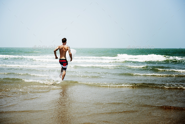 Man Beach Summer Holiday Vacation Surfing Concept - Stock Photo - Images