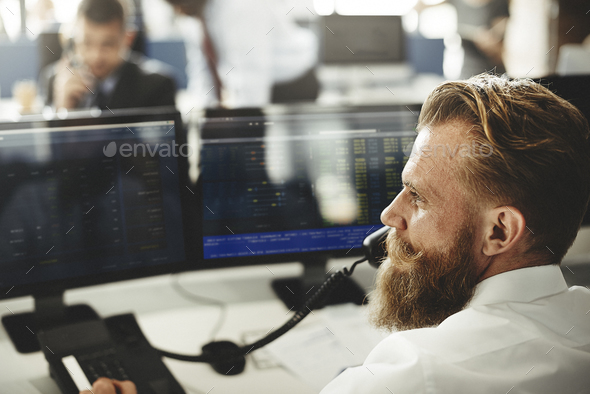 Businessman Working Finance Trading Stock Concept - Stock Photo - Images