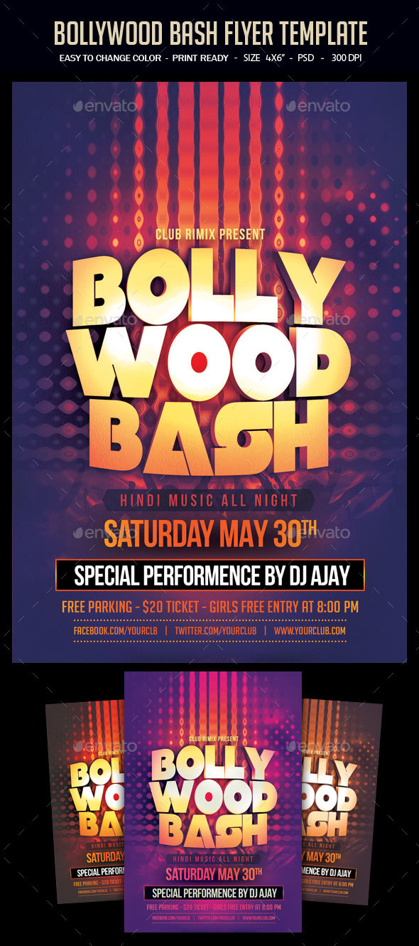 Bollywood Bash Flyer Template by studiorgb | GraphicRiver