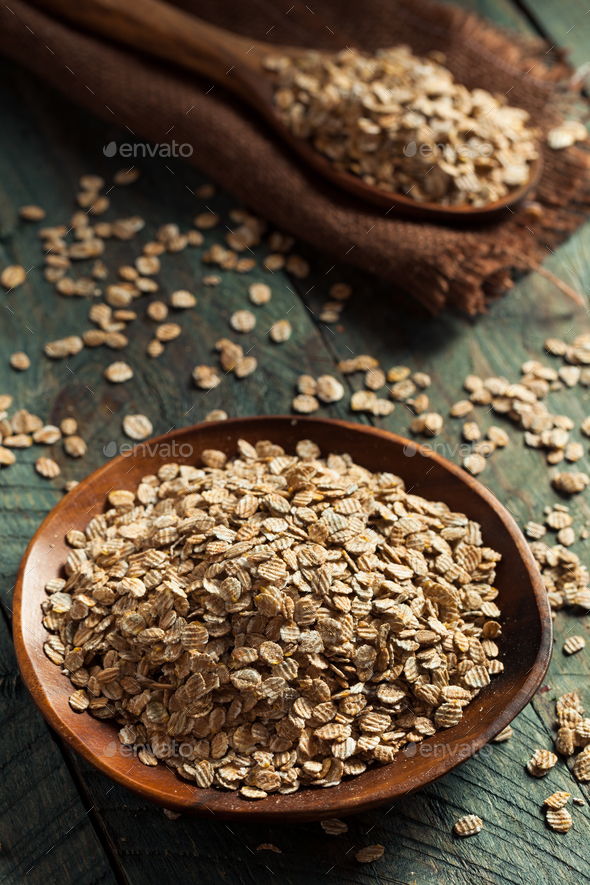 Organic Rolled Rye Flakes - Stock Photo - Images