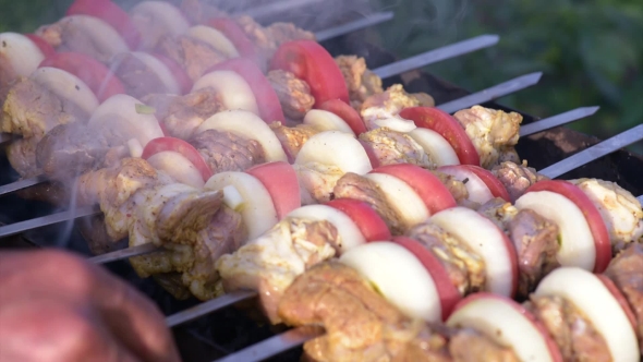 Barbecue With Delicious Grilled Meat