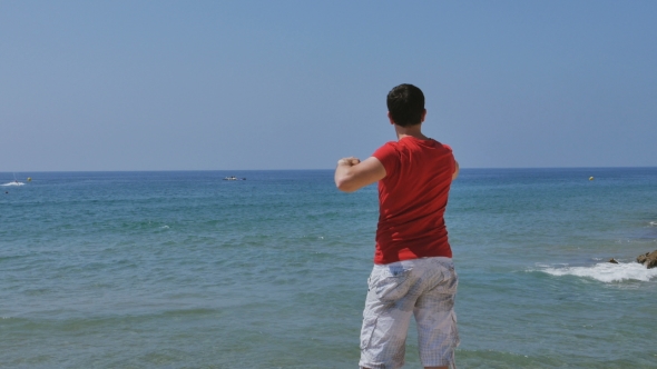 Athletic, Young, Healthy, Handsome, White Man Warming Up His Body Before The Training alt