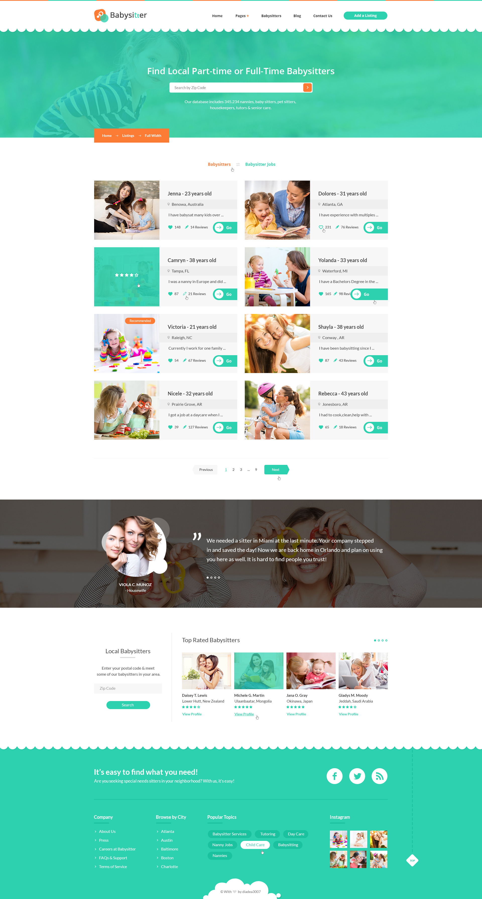 Download Babysitter Directory Portal Psd Template By Diadea3007 Themeforest Yellowimages Mockups