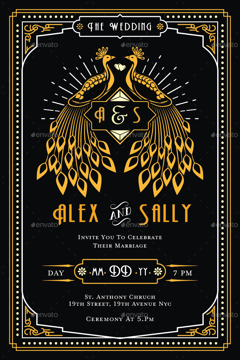 art deco invitations