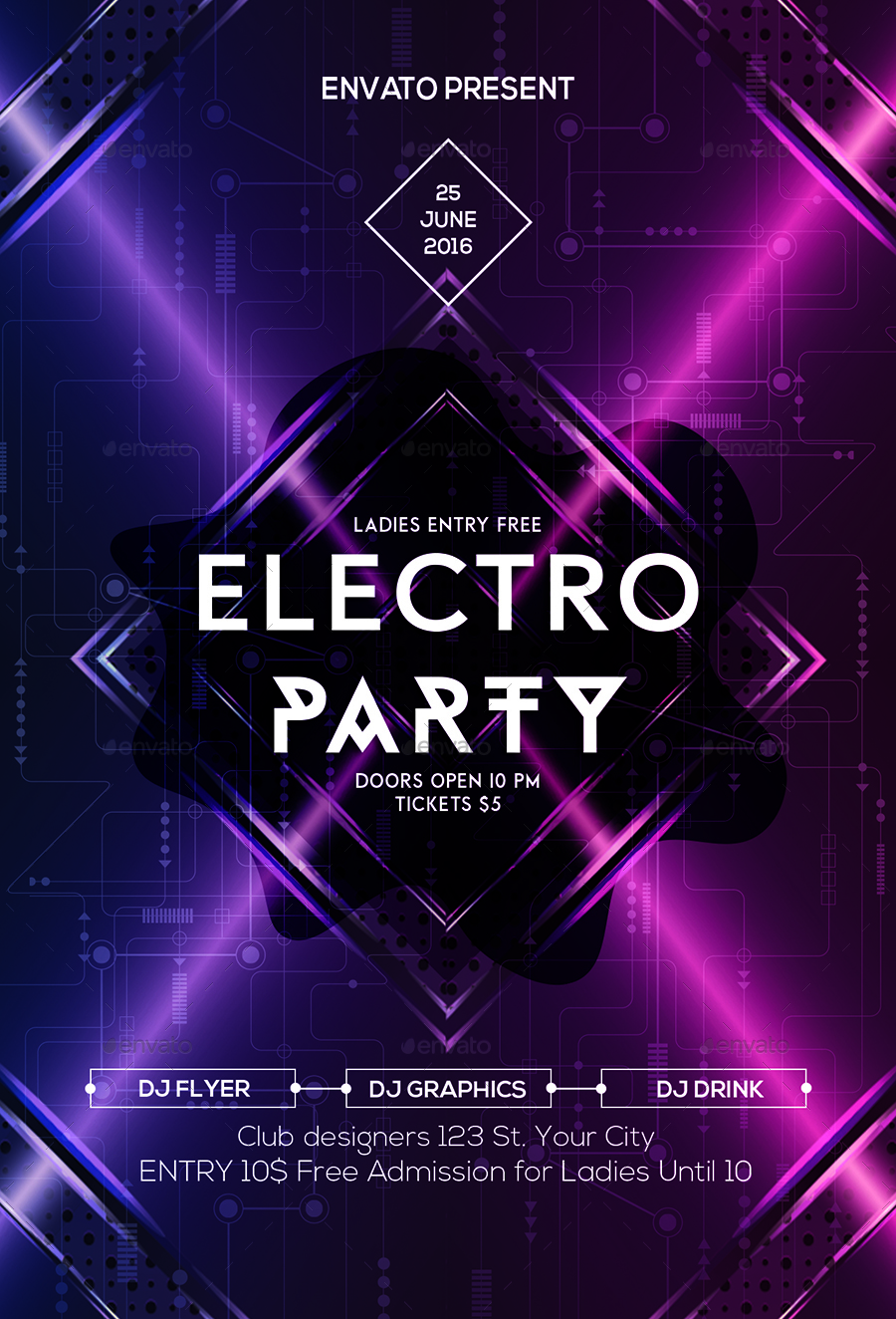 Electro Party Flyer by DUrgaDesigns | GraphicRiver
