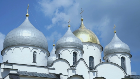 The Golden Domes of the Temple in Velikiy Novgorod