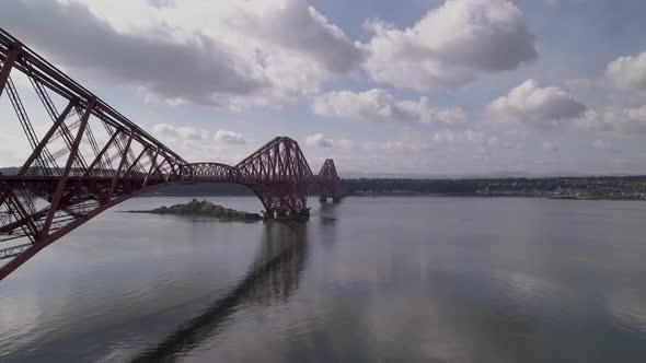 Forth Rail Bridge at track level, flying from Fife to Edinburgh.  North to South Direction,ing in a alt