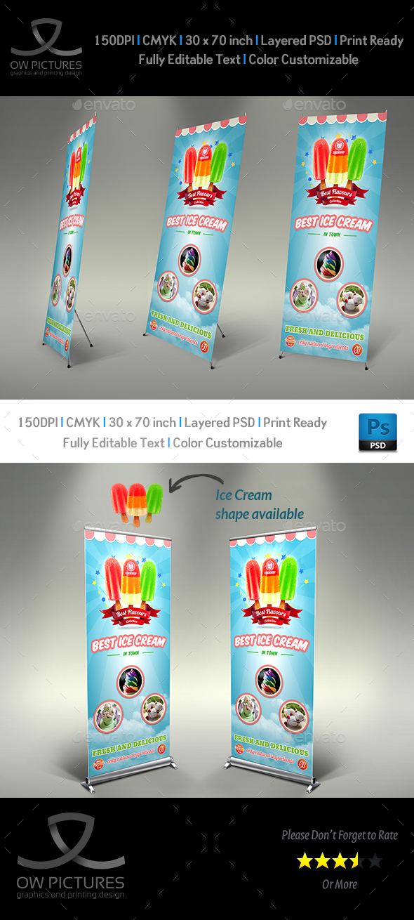 Ice Cream Rollup Signage Template Vol.5