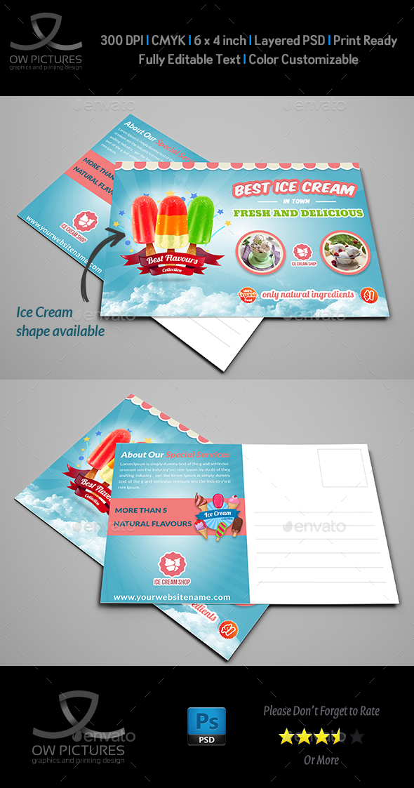 Ice Cream Postcard Template Vol.2