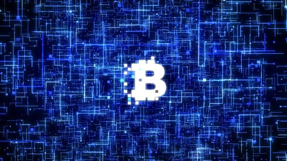 Blockchain Logo On Technology Background
