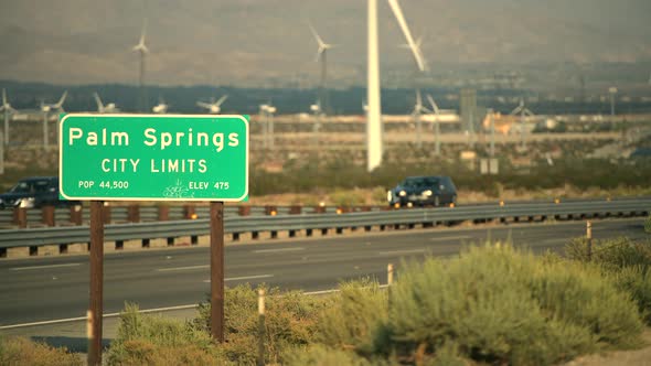 Interstate 10 Highway and Palm Springs City Sign alt