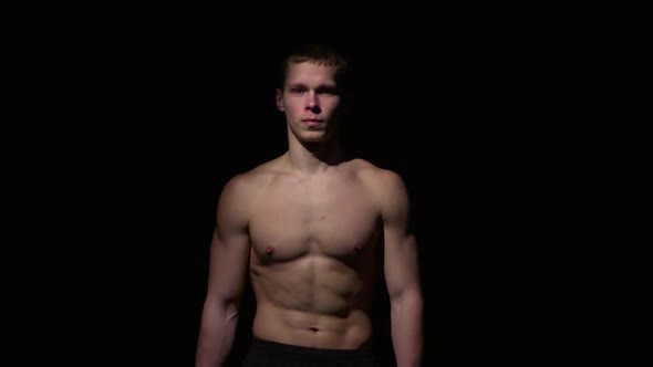 Sports Guy Goes on Camera. Slow Motion alt