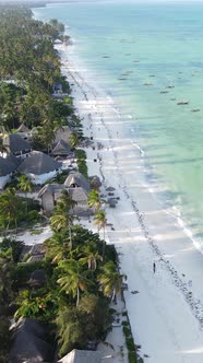 Tanzania  Vertical Video of the Ocean Near the Coast of Zanzibar Slow Motion alt