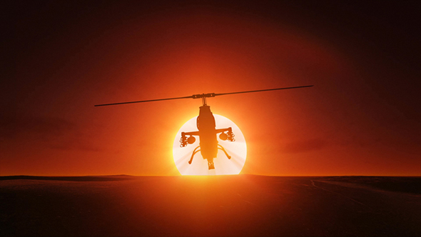 Military Helicopter At Sunrise