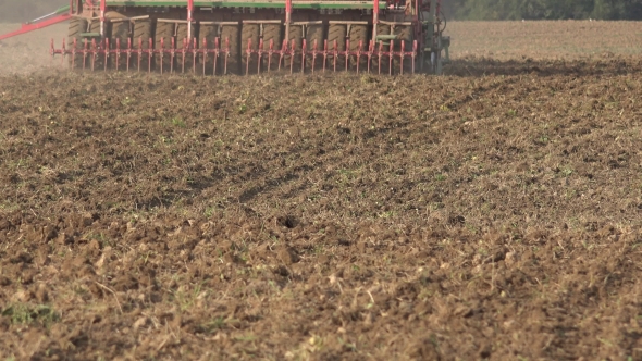 Complex Seeder Sower Equipment Cultivate Sow Crops In Soil. 