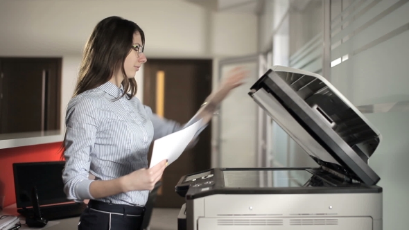 Girl Printing In The Office alt