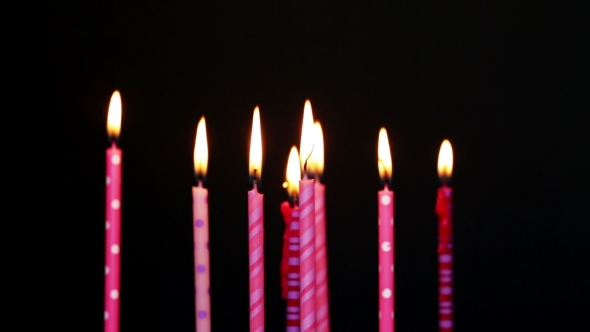 Happy Birthday Candles 9 Year, Blurred And Blow Out