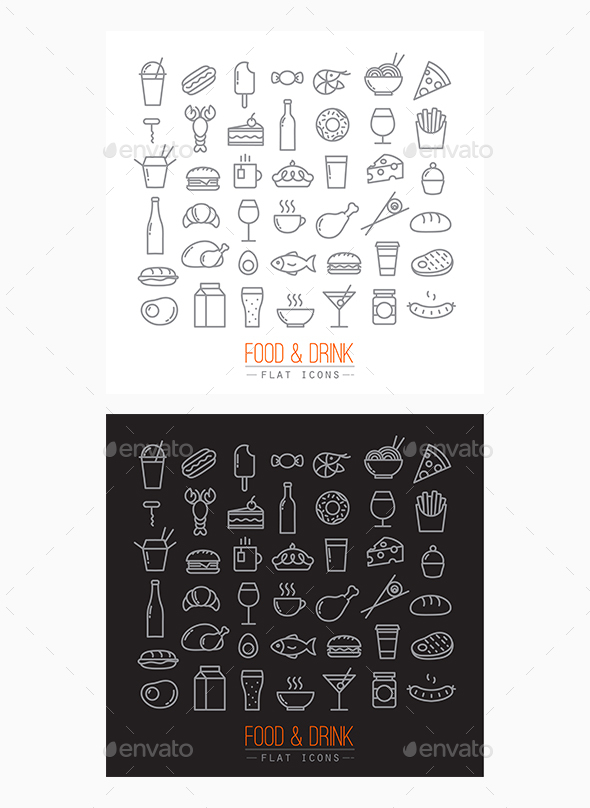 Flat Food Icons - Food Objects