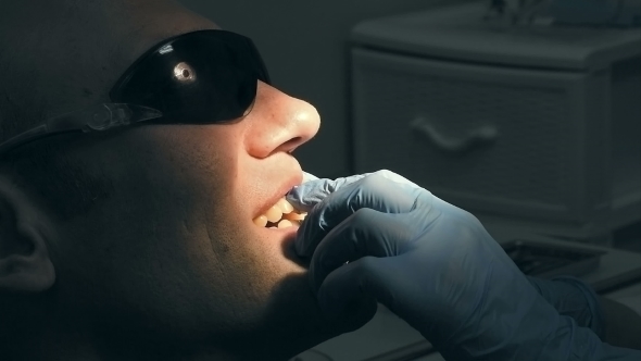 Man Gets Dentist Medical Mouth Teeth Treatment